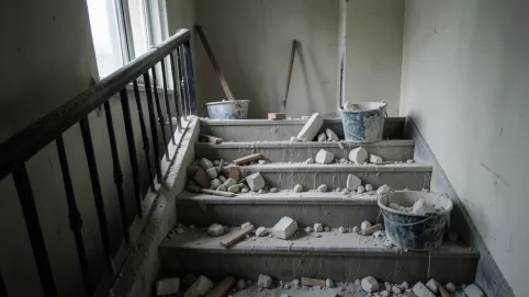 Remont mieszkania a bałagan na klatce schodowej